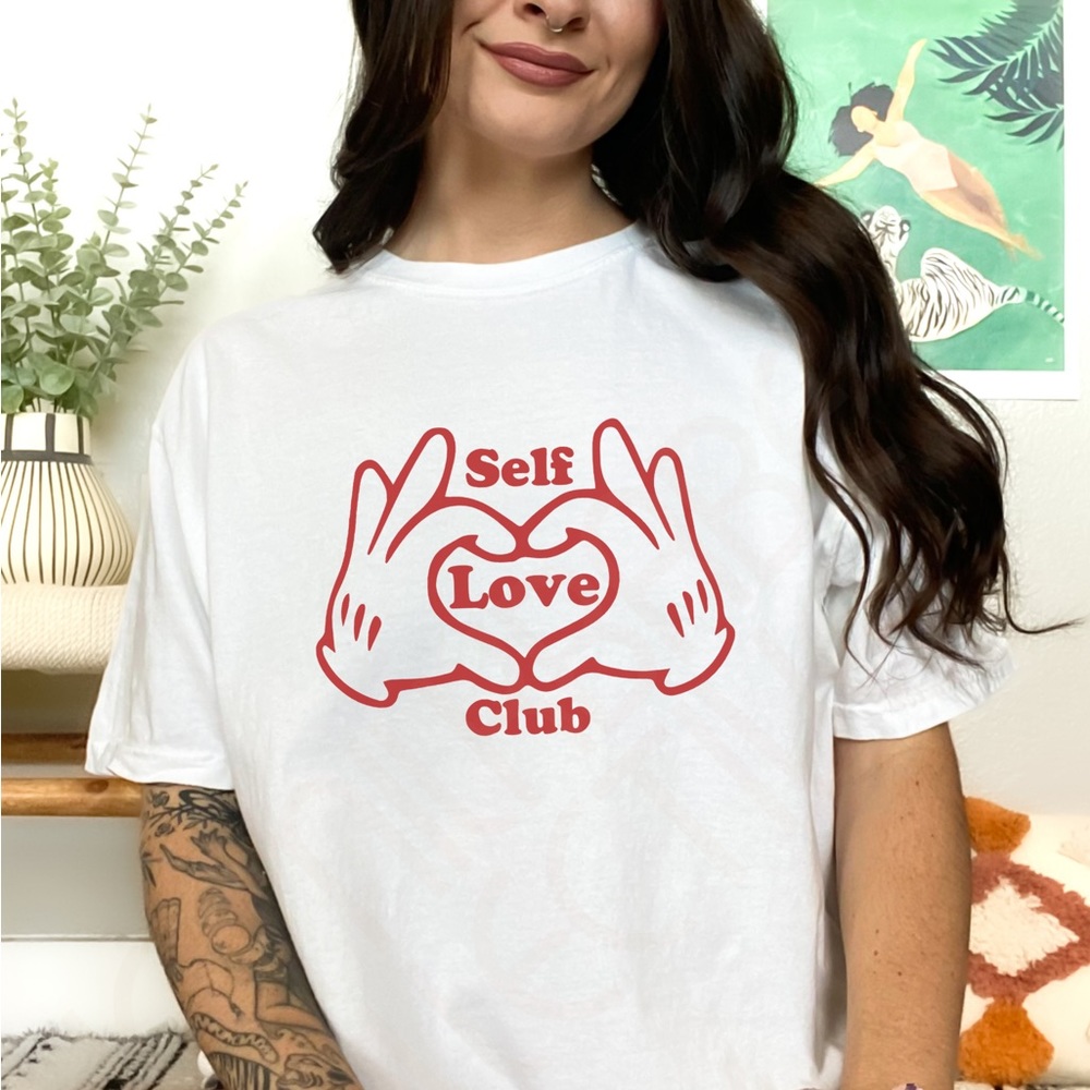 Comfort Colors Self Love Club Graphic Tee Shirt - Picture 1 of 10
